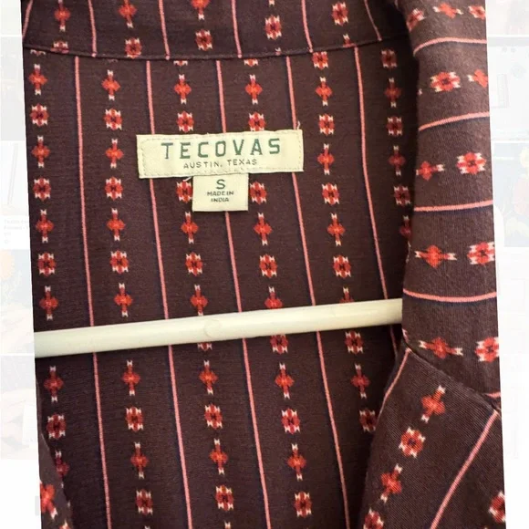 Tecovas Maroon Puff Sleeve button down Mini Dress - Picture 2 of 4